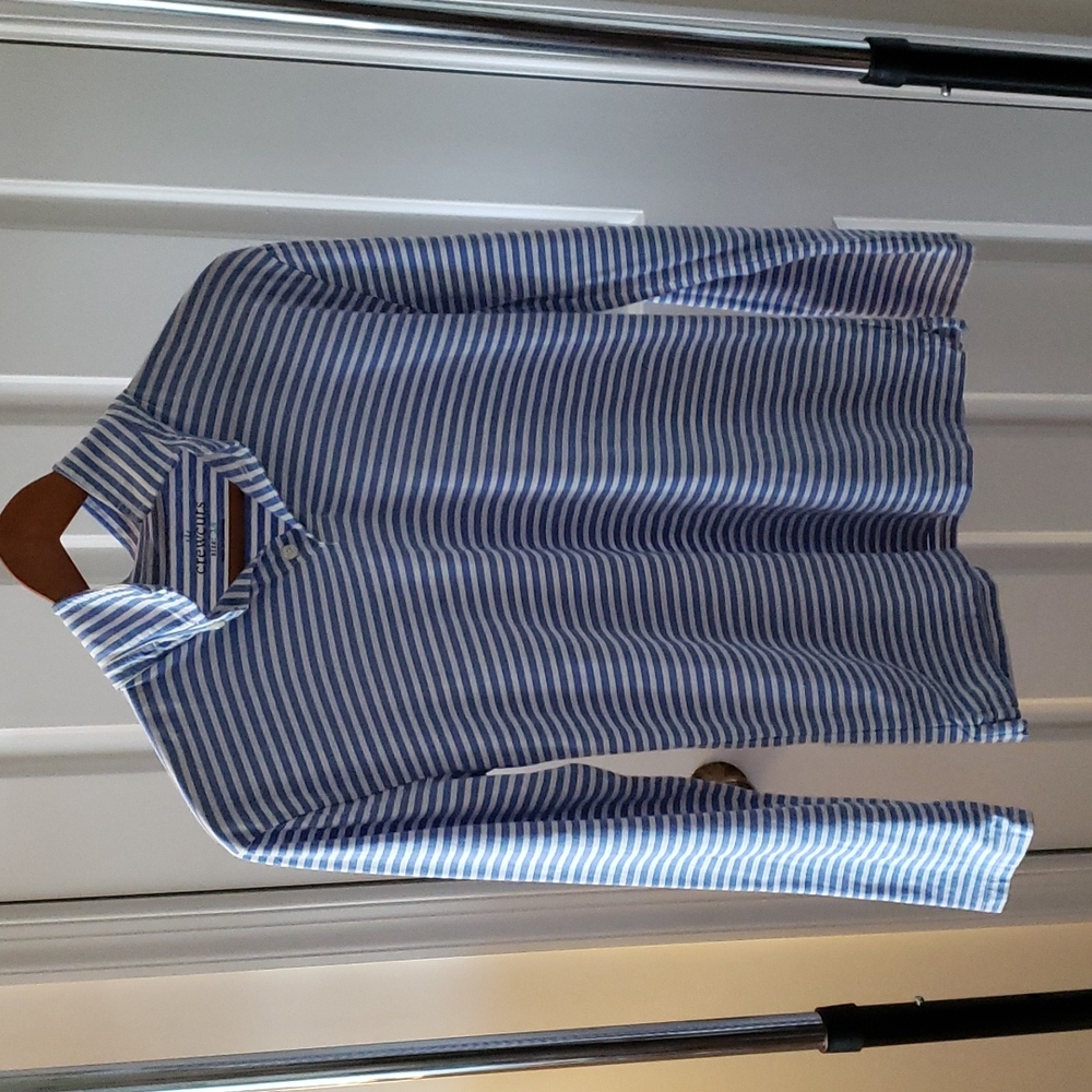 J.Crew Crewcuts Blue and White Striped long sleeve polo shirt size 14